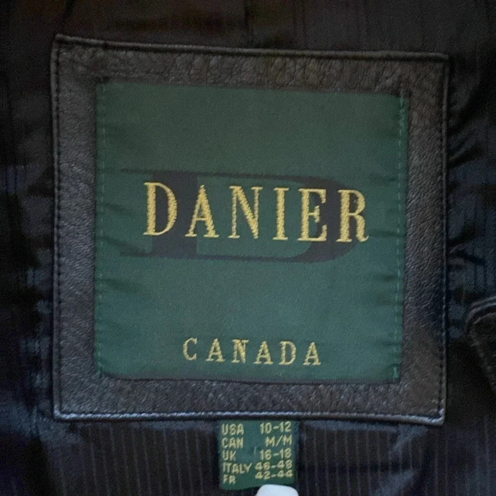 Danier Leather Black Vintage Snap Button Long Moto Blazer Jacket Size M - Picture 13 of 17